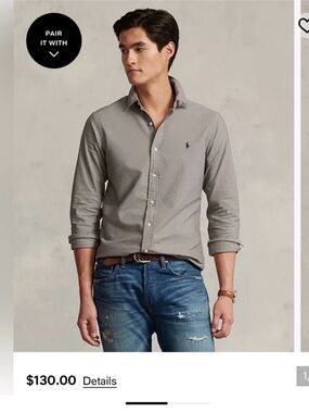 Polo by Ralph Lauren Men’s Light Gray Button-Down Shirt